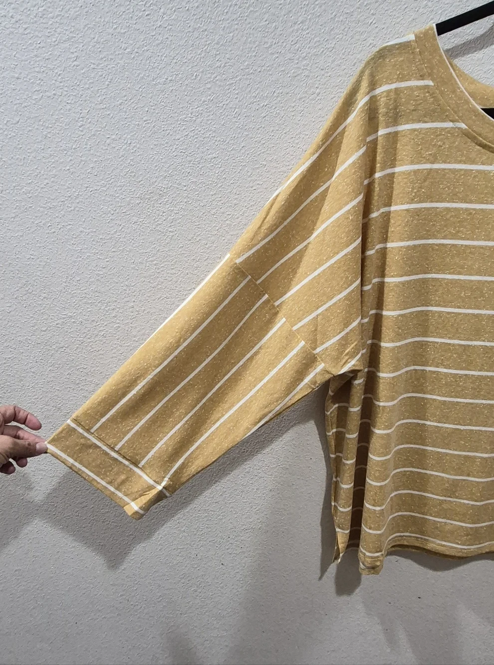 ZIA Striped Relaxed Knit Top & Drawstring Pants Set - Mustard - Picture 3 of 7